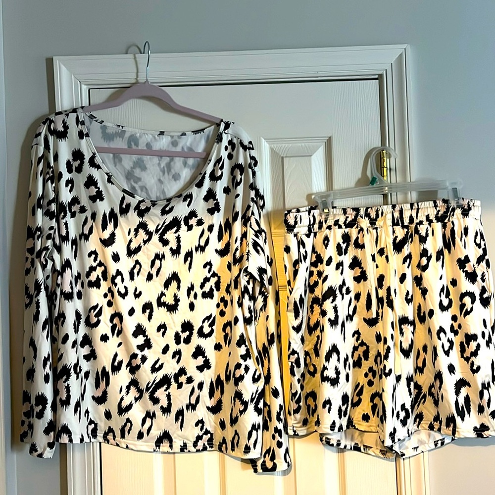 Satin leopard PJ set